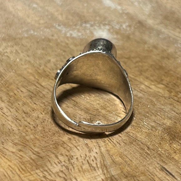 Blue Turquoise Filigree Adjustable 925 Sterling Silver Ring - Picture 6 of 12